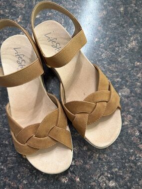 Life Stride Women's Cognac Braided Slingback Sandals